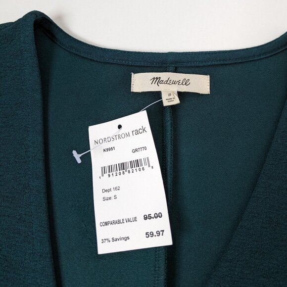 NWT Madewell Texture & Thread Faux Wrap dress in Smoky Spruce, size S - Picture 3 of 7